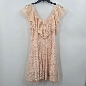 Disney Cinderella Dress Womens Large Pink Floral Lace Ruffle Fit & Flare